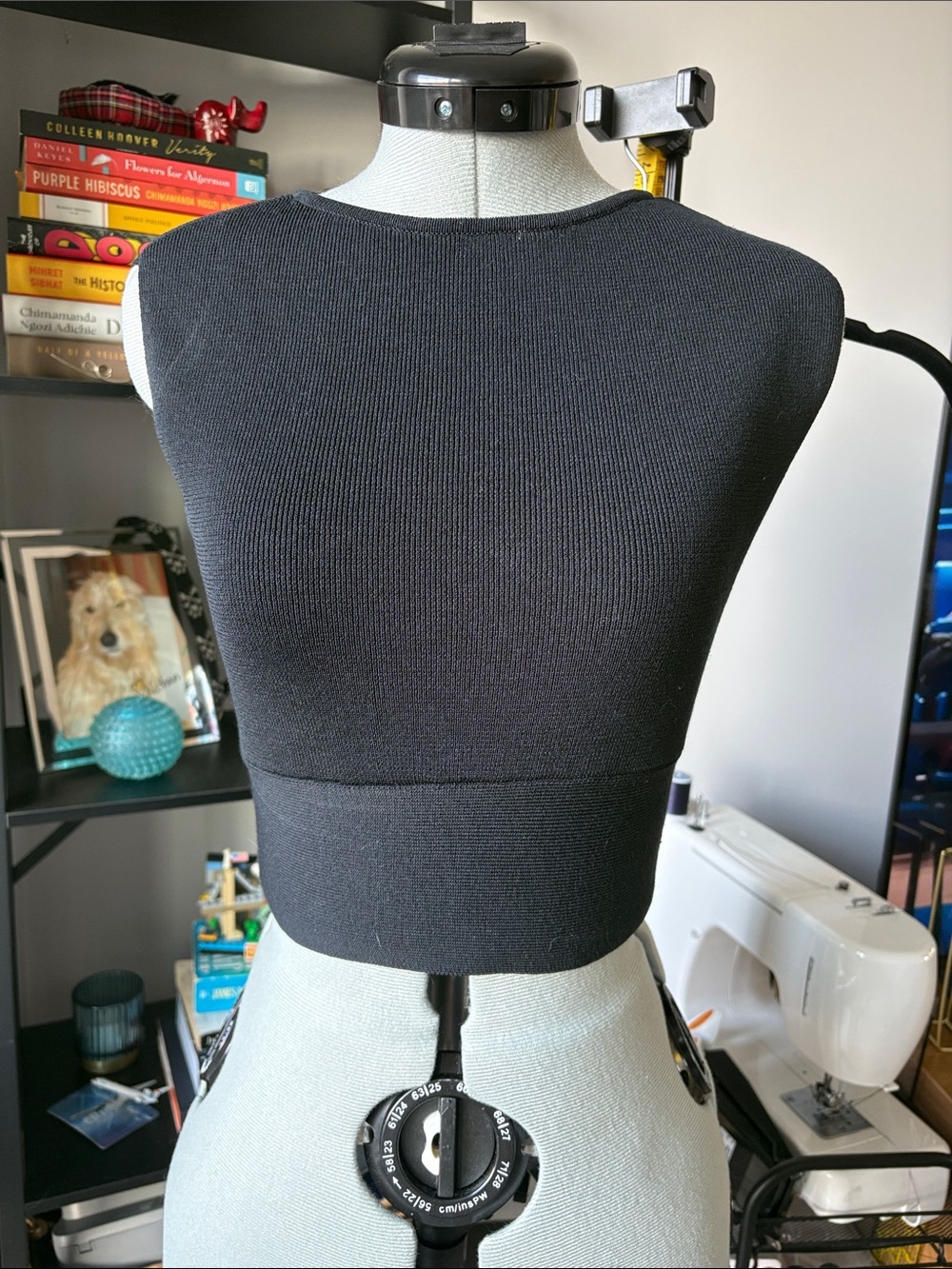 Women's Black Sleeveless Knit Crop Top with back tie